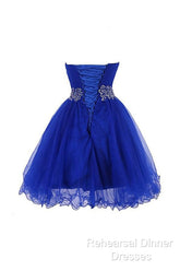 Sweetheart Royal Blue Homecoming Dresses Short Semi Formal Prom Dresses With Beading